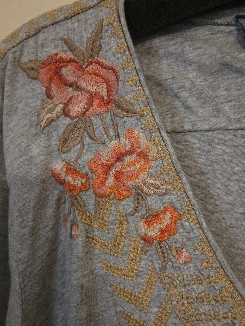 Johnny Was Grey Short Sleeved Tunic XL - Picture 3 of 8